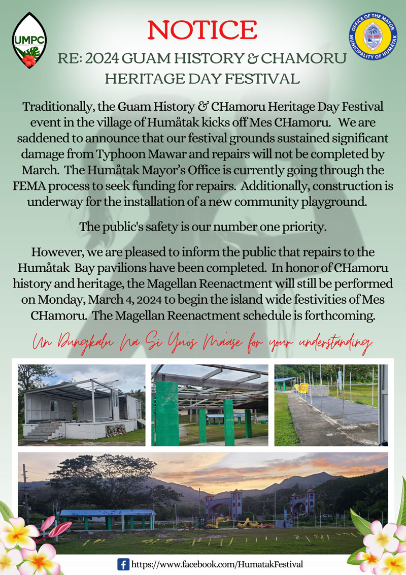 2024 Guam History & CHamoru Heritage Day Festival Notice MCOG Mayors